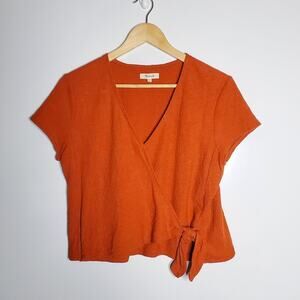 Madewell Texture and Thread Wrap-tie top in Spiced Cinnamon Size Medium